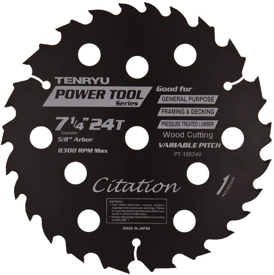 Tenryu PT-18524V Citation 7-1/4" Power Tool Series Saw Blade 3 Tenryu PT-18524V Citation 7-1/4" Power Tool Series Saw Blade