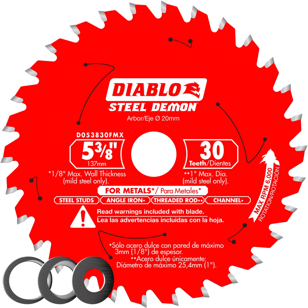 Diablo D053830FMX 5-3/8" X 30 Tooth Carbide-Tipped Saw Blade For Metal 3 Diablo D053830FMX 5-3/8" X 30 Tooth Carbide-Tipped Saw Blade For Metal