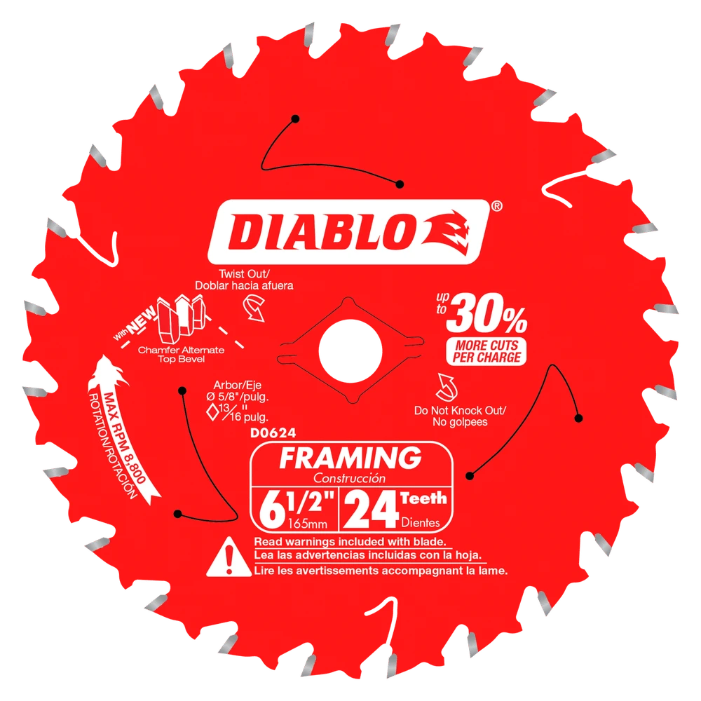 Diablo D0624X 6-1/2" X 24 Tooth Framing Saw Blade 3 Diablo D0624X 6-1/2" X 24 Tooth Framing Saw Blade