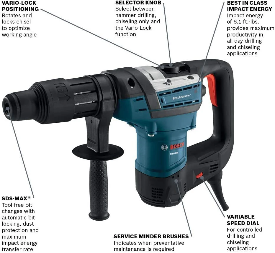 Bosch RH540M 1-9/16" SDS-Max Rotary Hammer 4 Bosch RH540M 1-9/16" SDS-Max Rotary Hammer - Image 2