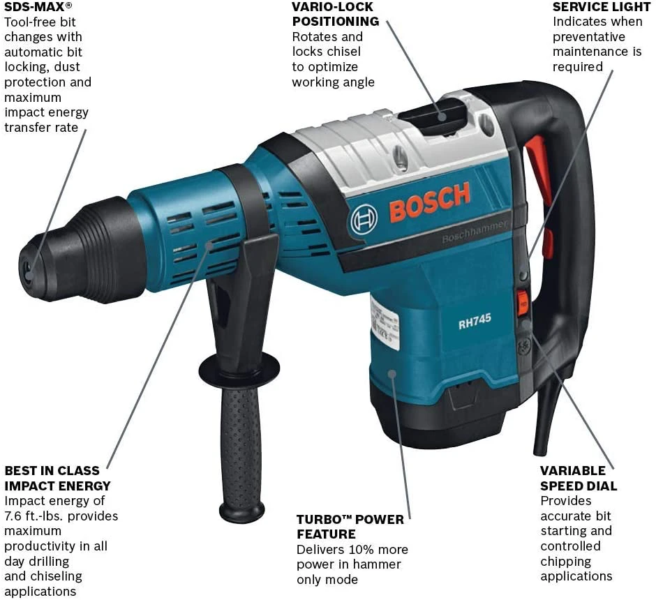 Bosch RH745 1-3/4" SDS-Max Rotary Hammer 4 Bosch RH745 1-3/4" SDS-Max Rotary Hammer - Image 2