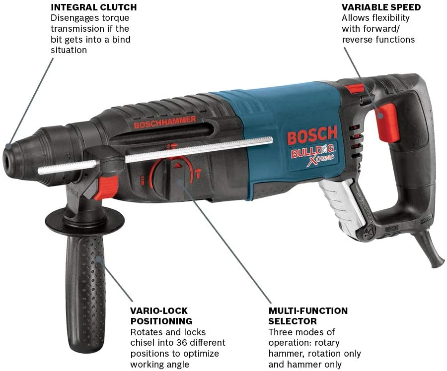 Bosch 11255VSR Bulldog Xtreme 1" SDS-Plus Rotary Hammer 4 Bosch 11255VSR Bulldog Xtreme 1" SDS-Plus Rotary Hammer - Image 2