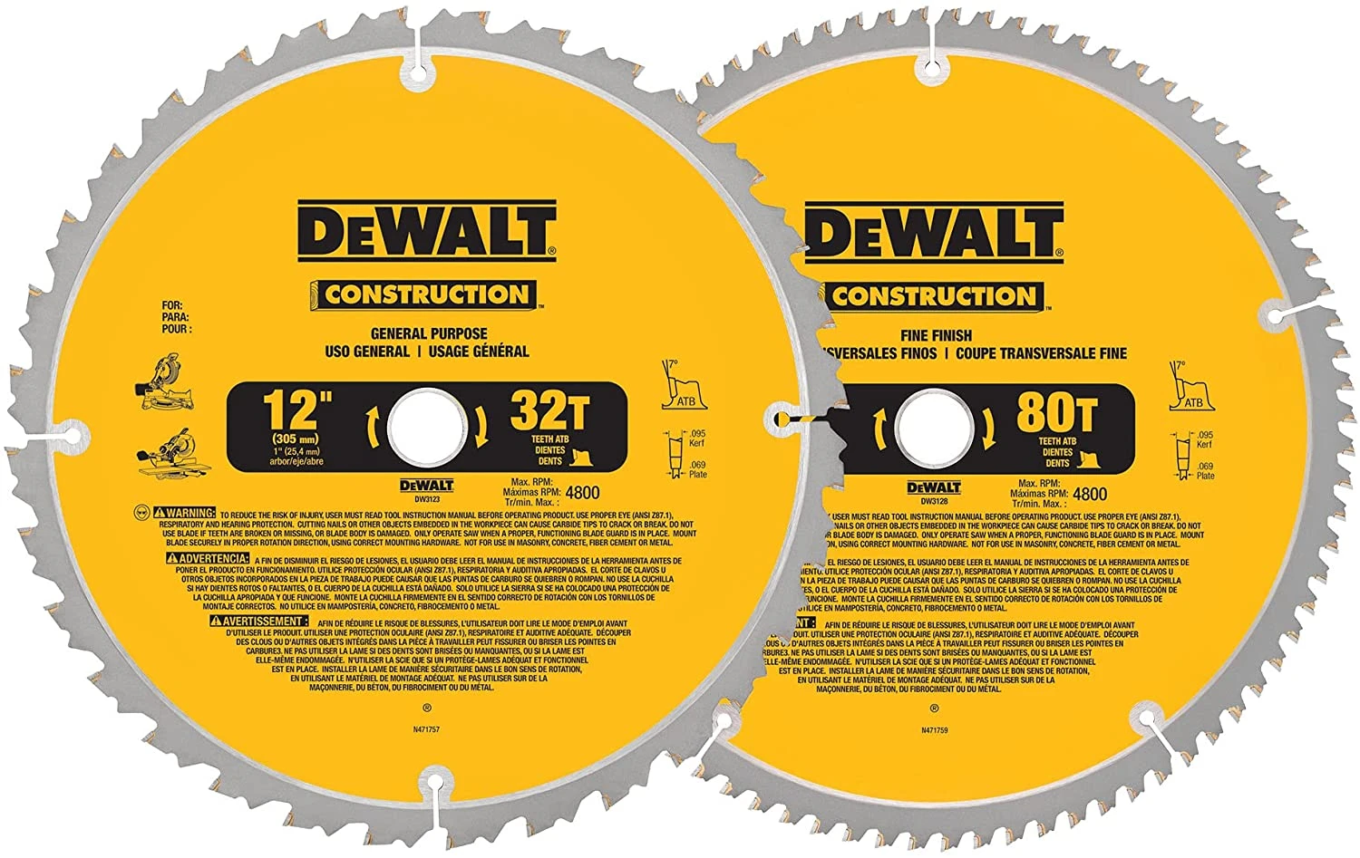 DeWalt DW3128P5 12" Saw Blade Combo Pack 3 DeWalt DW3128P5 12" Saw Blade Combo Pack